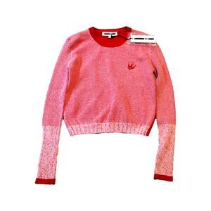 MCQ Red Logo Knit Sweater Crew Neck Long Sleeve Size M